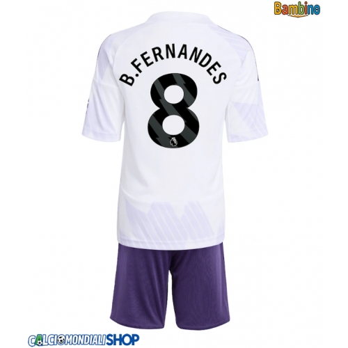 Maglie da calcio Manchester United Bruno Fernandes #8 Seconda Maglia Bambino 2025-26 Manica Corta + Pantaloni corti)